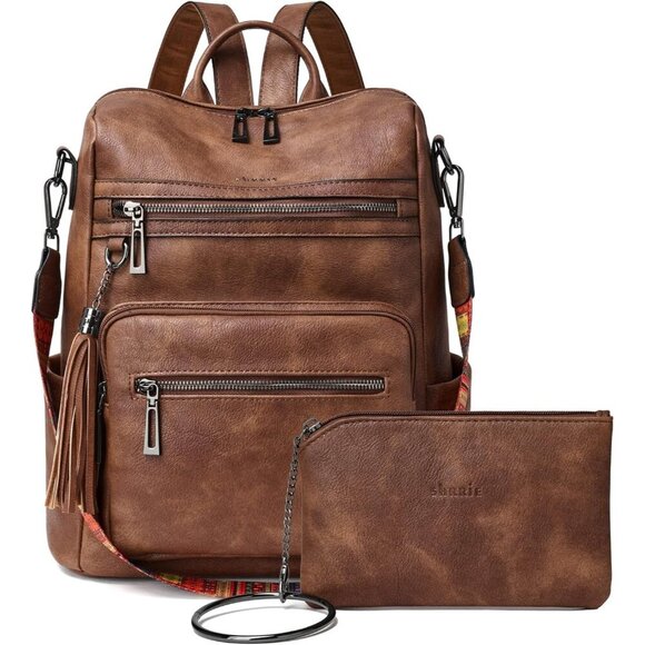 Elegant Women\'s Leather Backpack Purse with Anti-Theft Pocket & Convertibility
